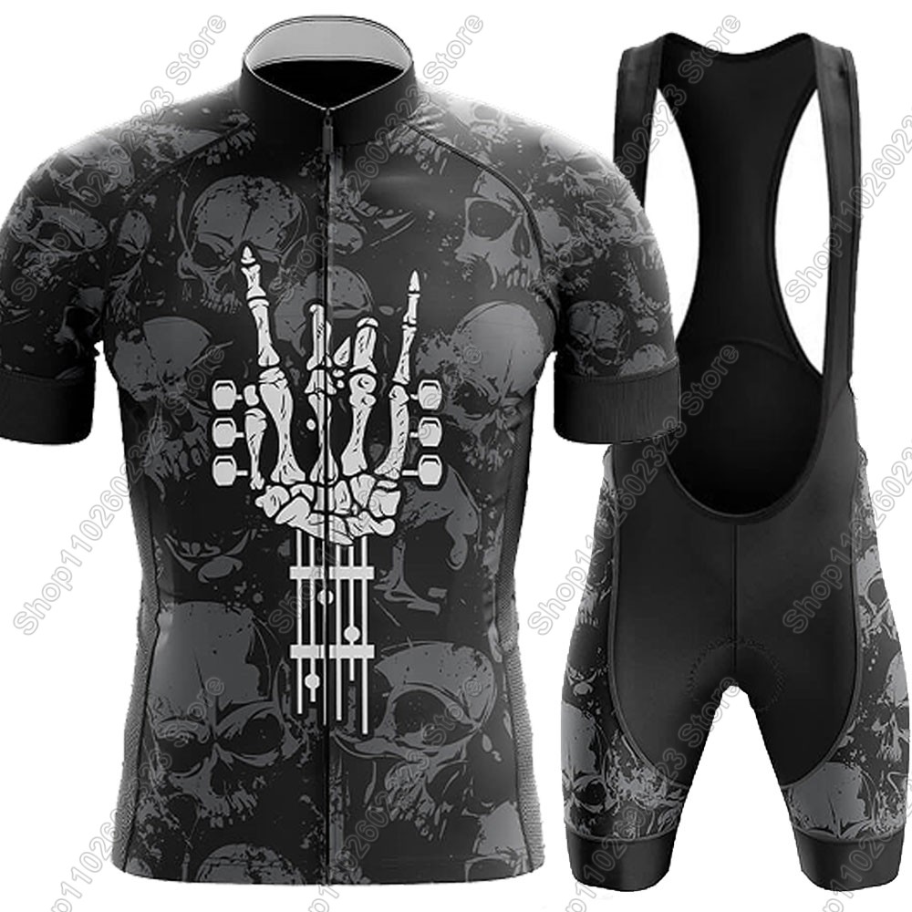 Cycling Commute Shorts - Rock-and-Roll Radtrikot 2025, Set, Sommer-Fahrradbekleidung, Rennrad-Shirts,
