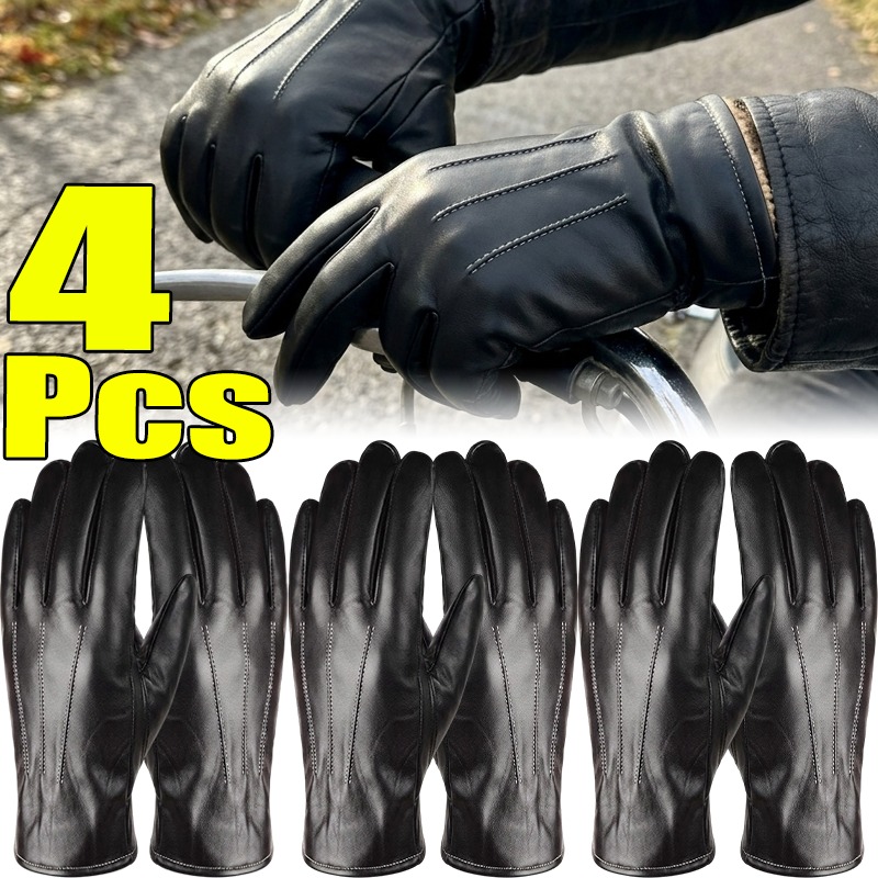 Winter Cycling Commute - Thermische PU-Lederhandschuhe Unisex Winter Warm Winddicht