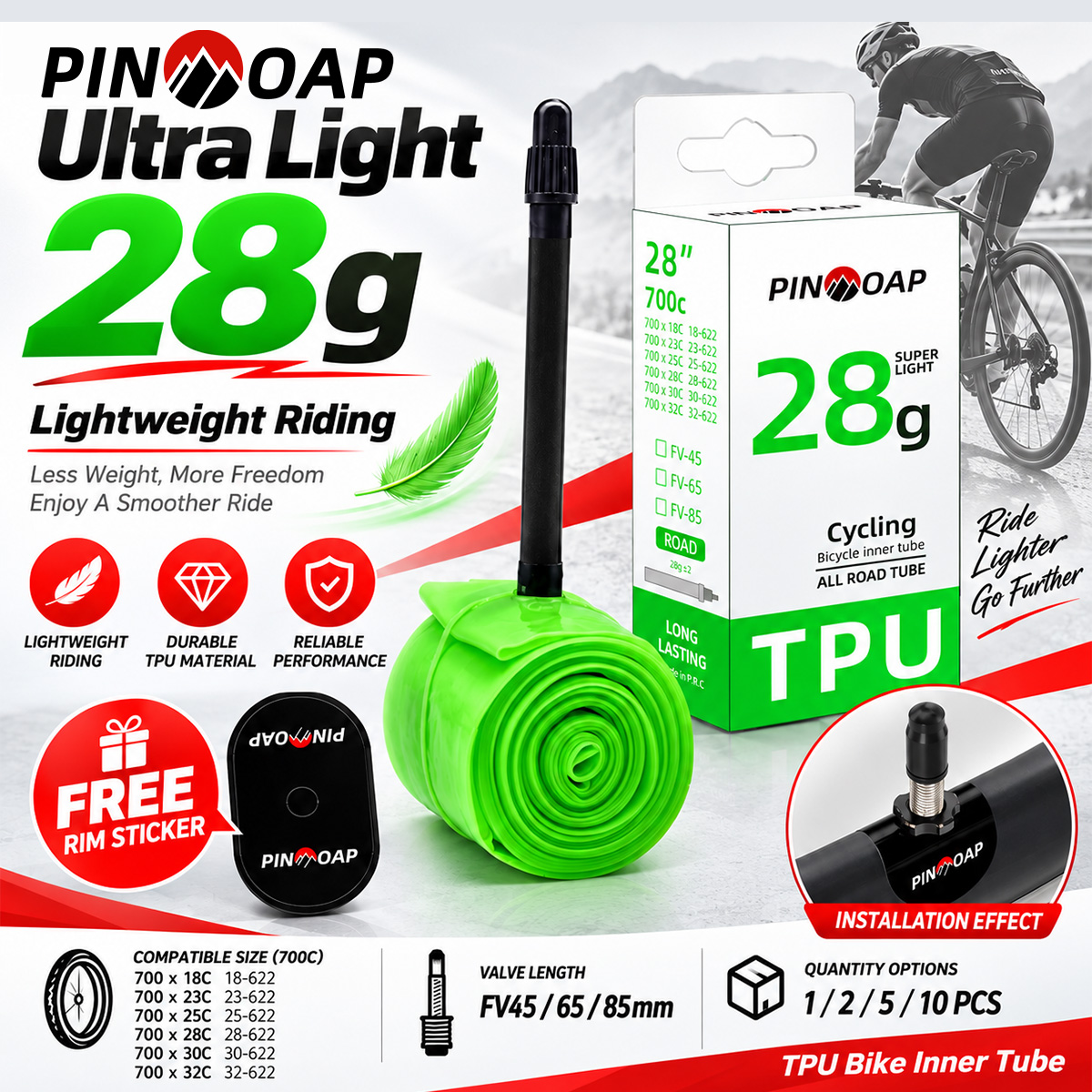 PINMOAP Leichter TPU-Fahrradsc – Inner Tube 700C Bewertung und Preis